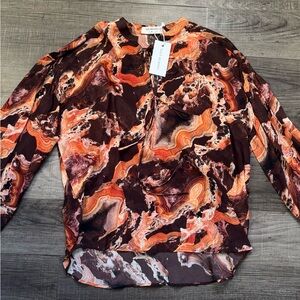 Abstract Patterned Long Sleeve Blouse